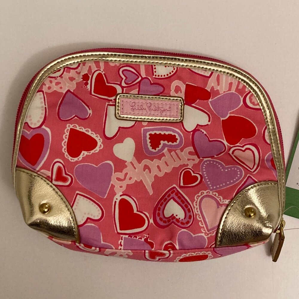 Lilly Pulitzer Zippity-Do Makeup Bag Hotty Pink Love Bug NWT Hearts RARE V-Day
